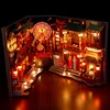 DIY Book Nook Wooden Miniature Model Kit Tang Dynasty Street View Bookend Assembled 3D Puzzle Bookshelf Home Decor Adults Gifts 4