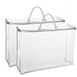 Clear PVC Storage Bag with Handles - Portable Dustproof and Waterproof Packaging Solution (2PCS)