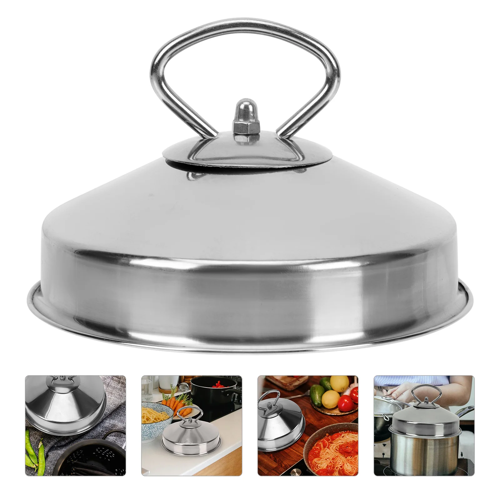 

Cover Lid Dome Pot Steamer Basting Pan Food Lids Cooking Steaming Melting Metal Replacement Steam Skillet Wok Iron Universal