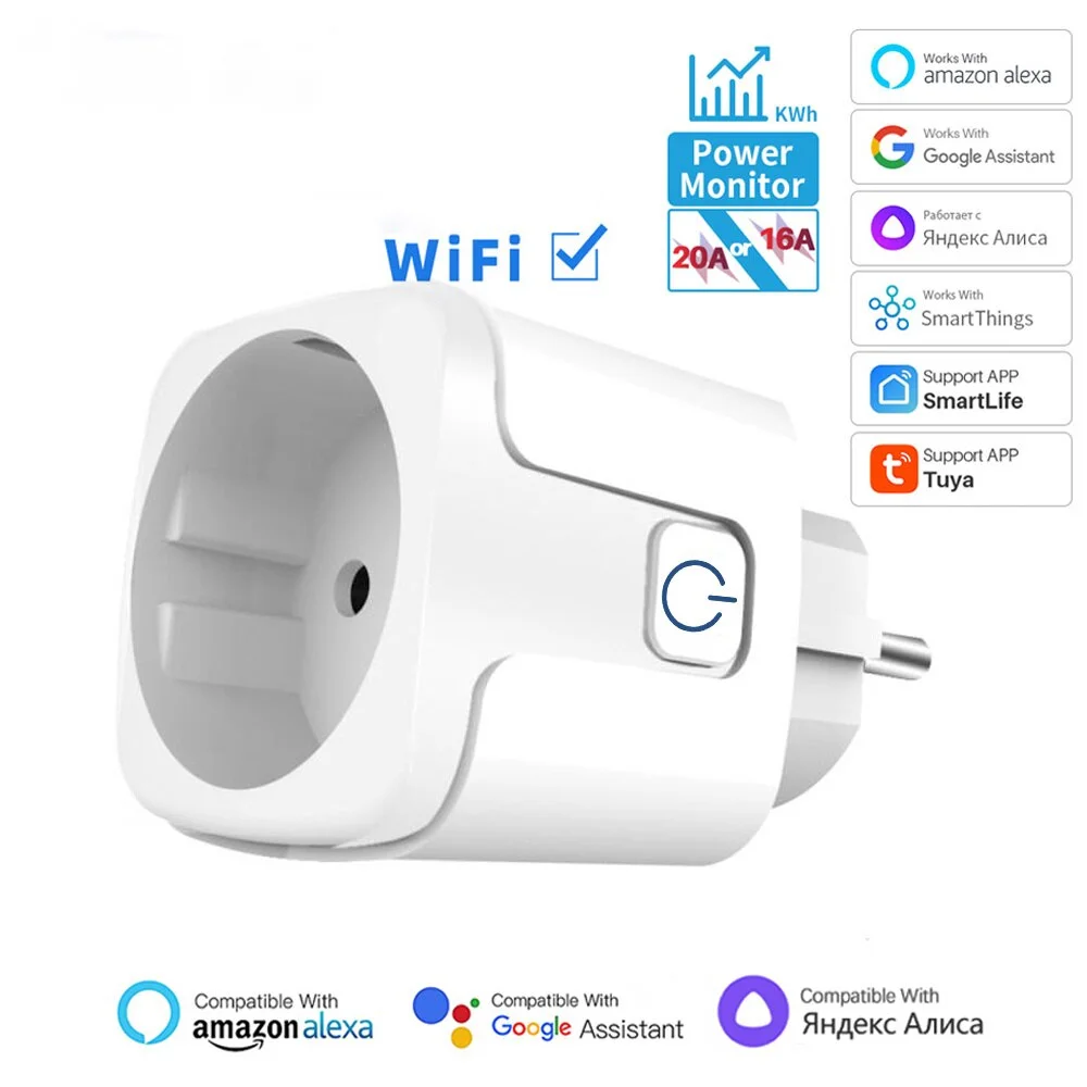 

Умная розетка с поддержкой Wi-Fi, 16 А, 20 А