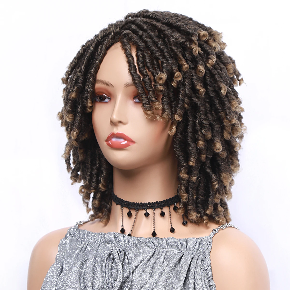 Soft Dreadlocs Wig Afro Short Braided Wigs Afro Bob Wig Synthetic DreadLock Wigs For Black Woman Short Curly Ends Cosplay