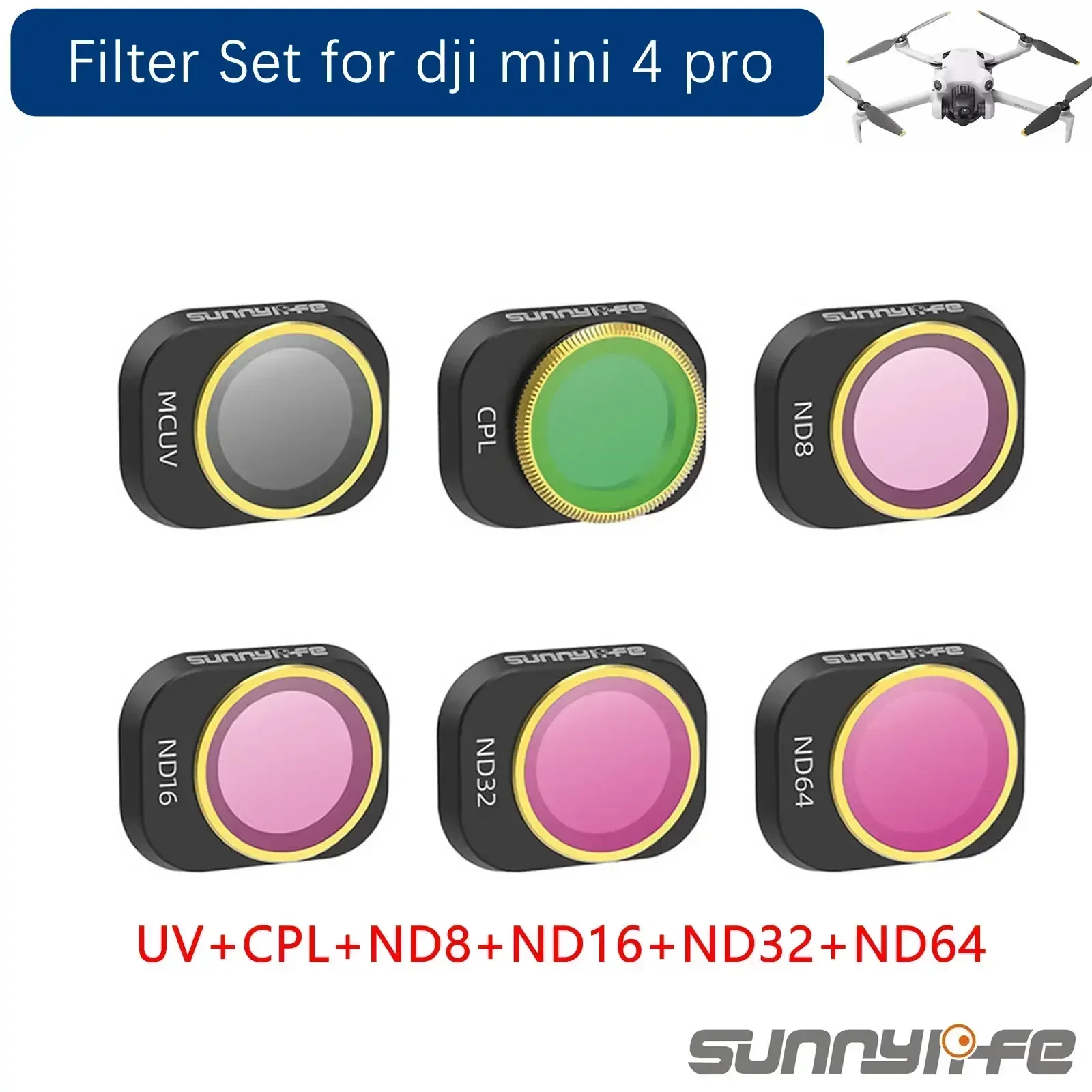 Sunnylife Filter Set for DJI Mini 4 Pro/mini 3 Pro/NEO/Avata 2 ND