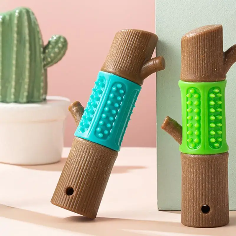 

Wood Alternative Dog Chew Toy Small Toys for Aggressive Chewers Interactive Durable with Natural Rubber Teeth Cleaning Calming