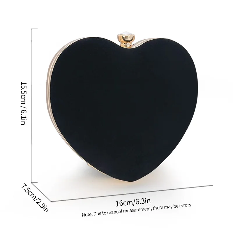 New Satin Heart Bag Elegant Versatile Handheld Evening Clutch Mini Chain Crossbody Bag Party Prom Wedding for Women