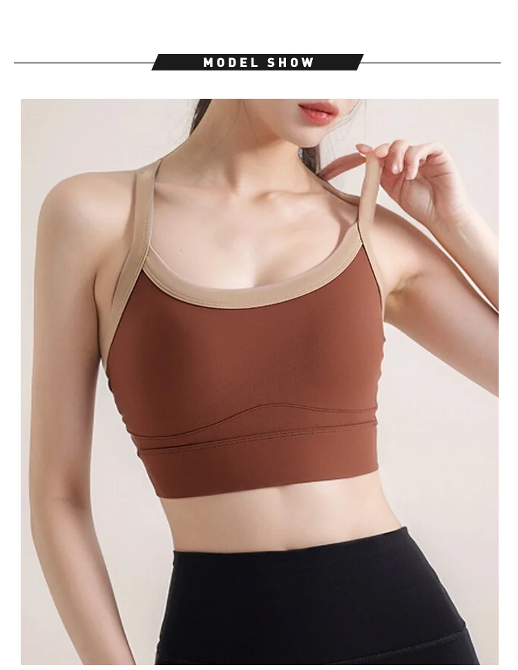 Neu verkaufte hochfeste Sport unterwäsche Damen stoß feste Cross-Back-Yoga-Sport-BH-Fitness weste – Detail 6