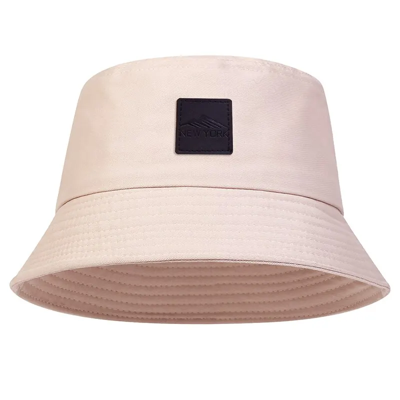 Unisex New York Leather Label Fashion Bucket Hat - Outdoor Casual Sunscreen Cap