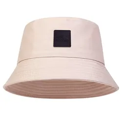 Unisex New York Leather Label Fashion Bucket Hat - Outdoor Casual Sunscreen Cap (Beige)