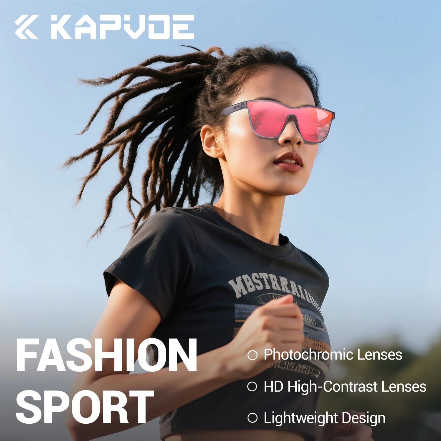 KAPVOE UV400 HD 포토크로믹 하이킹 선글라스 야외 스포츠 사이클링 및 러닝 피크닉 선글라스 스타일리쉬 드라이빙 안경