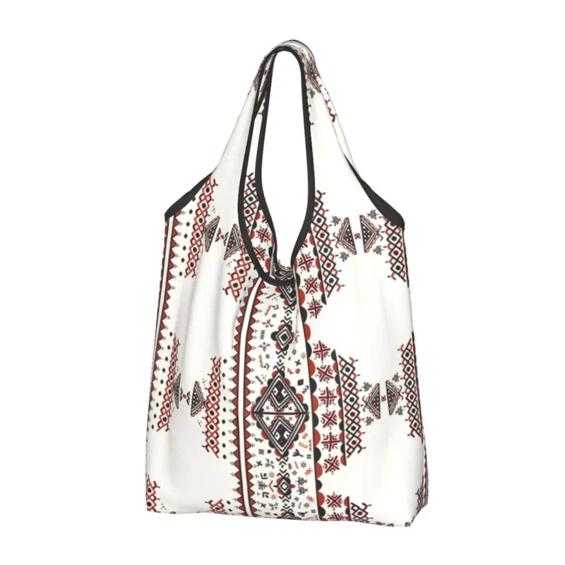 Recycling Kabyle Amazigh Pattern Shopping Women Tote Bag Portable Berber Art Symbol Grocery Shopper Bags recycling mondrian inspired shopping women tote bag portable geometric modern groceries shopper bags