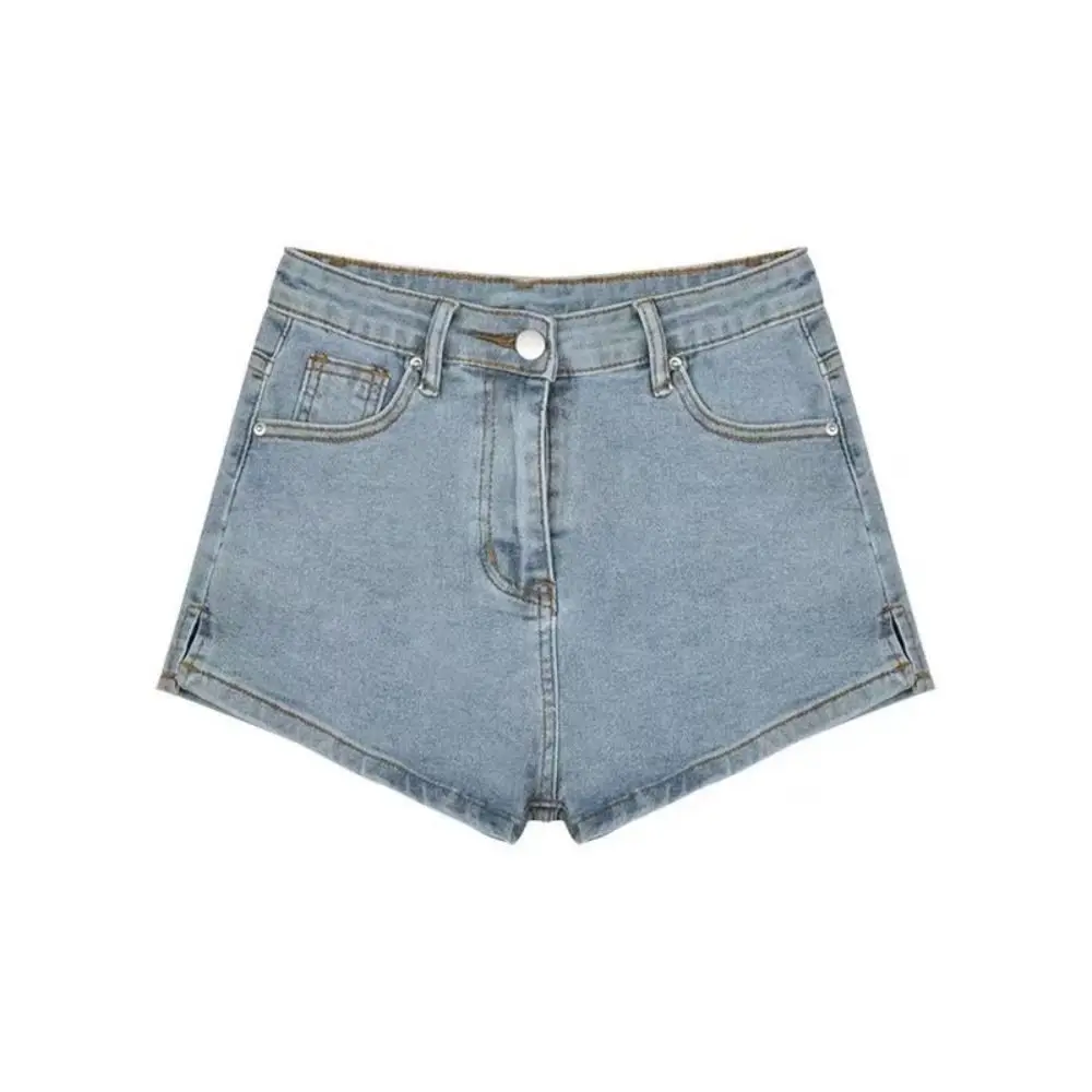

Casual A-line Jean Shorts New Sexy High-waisted High Waist Slit Shorts Slim Fit Skinny Booty Jean Shorts Women
