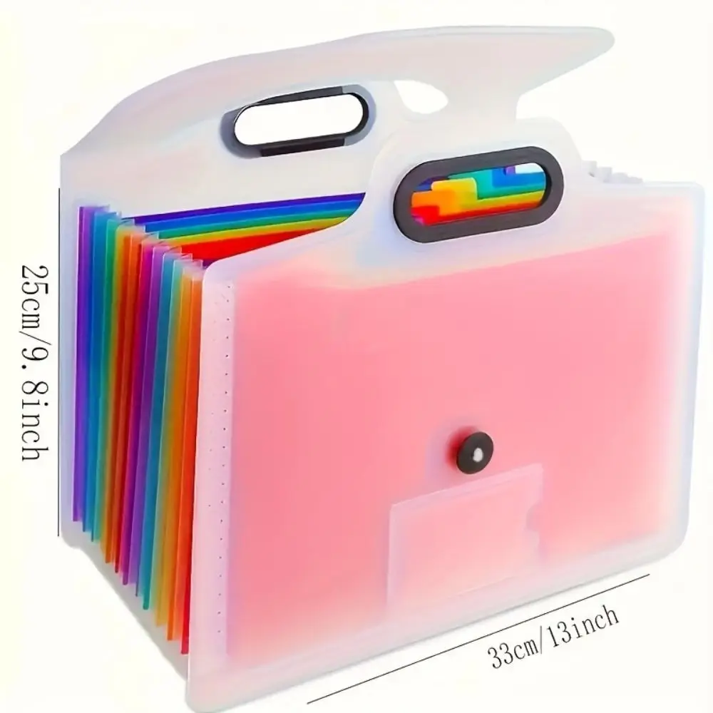 13포켓 확장 파일 홀더(손잡이 버클 잠금 장치 포함) 문서 정리함 대용량 두꺼운 아코디언 폴더 사무용