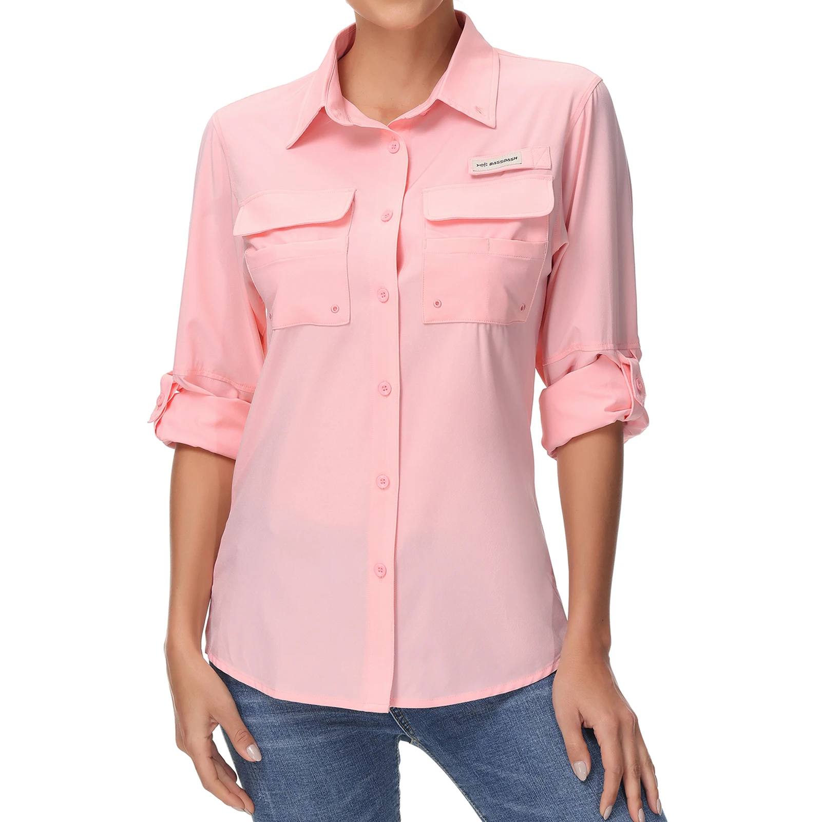 Bassdash-Camisa de manga larga de pesca para mujer, camisa con botones, secado rápido, FS21W, UPF 50