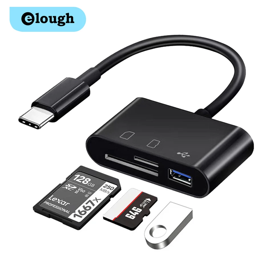 Compact USB C Card Reader for Memory Cards