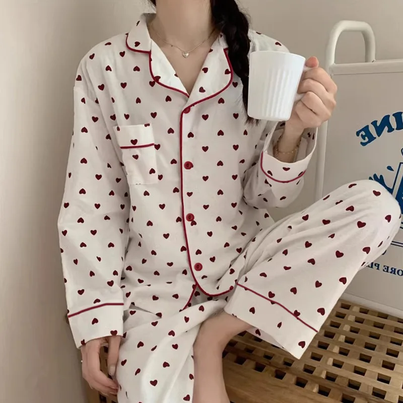 

Пижамный комплект женский из 2 предметов, пижама с карманами, на пуговицах, одежда для сна с длинным рукавом, домашняя одежда