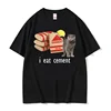 I Eat Cement Cursed Cat Funny Meme T Shirt Women's Fashion Humor Short Sleeve T Shirts Male High Quality Cotton T-shirt Tops 4