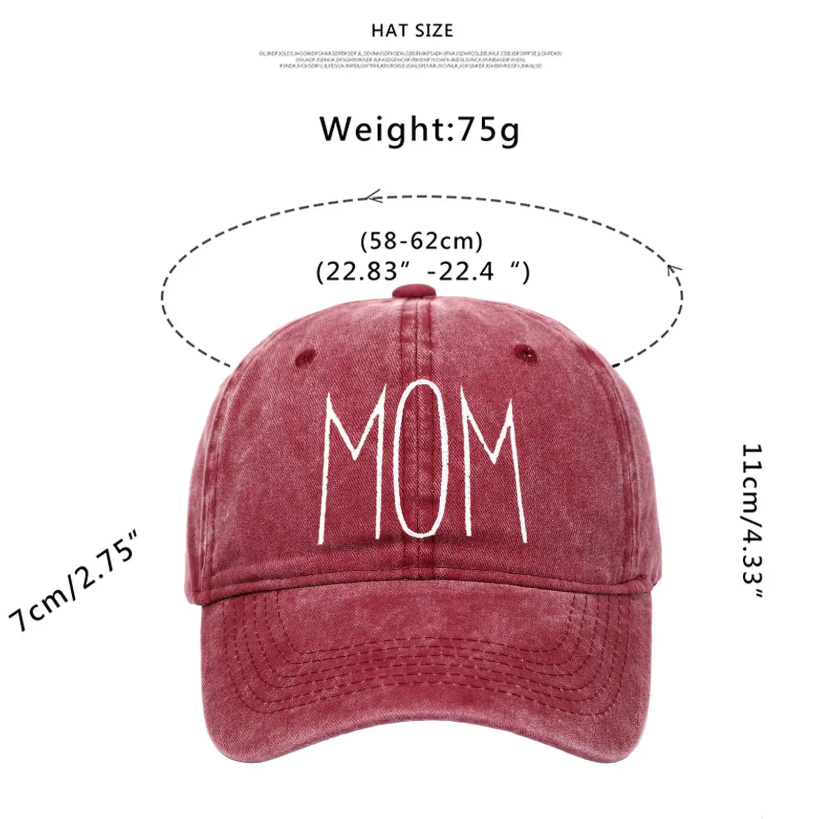 Mom Embroidered Baseball Hat Mother`s Day Gift for Park Gym Backpacking