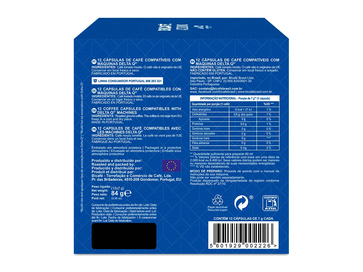 Kit 30 cápsulas café bicafé azzurro p/deltaq máquinas *