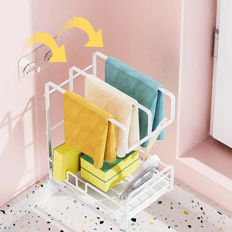 

Countertop Sponge Rag Drainer, Kitchen Shelf Sink Storage Basket Kitchen Sink Caddy Organizer for Sponge Brush Soap Dish Rack