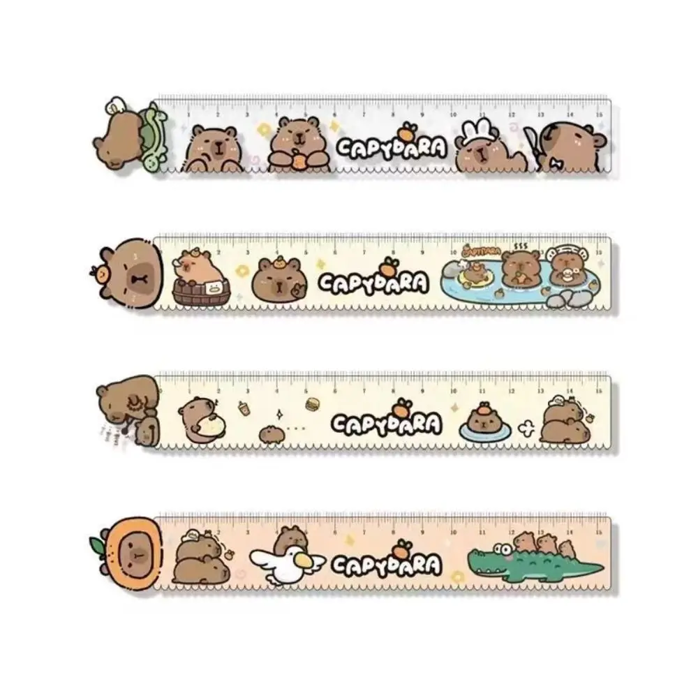 1Set Cute Cartoon Capybara Metric Ruler Plastic Straightedge High Appearance Measuring Too Triangle Ruler Student Protractor triangle ruler ruler set plastic ruler digital protractor