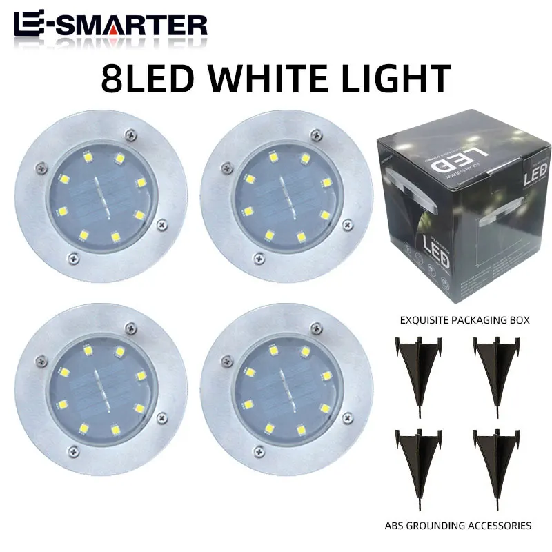 8LED Solar Power Disk Light For Outdoor Garden Landscape Lighting