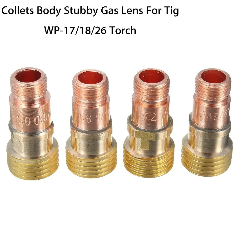 1PCS Brass Collets Body Stubby Gas Lens Connector With Mesh For Tig WP-17/18/26 Brass Gold  Tool  Accessories