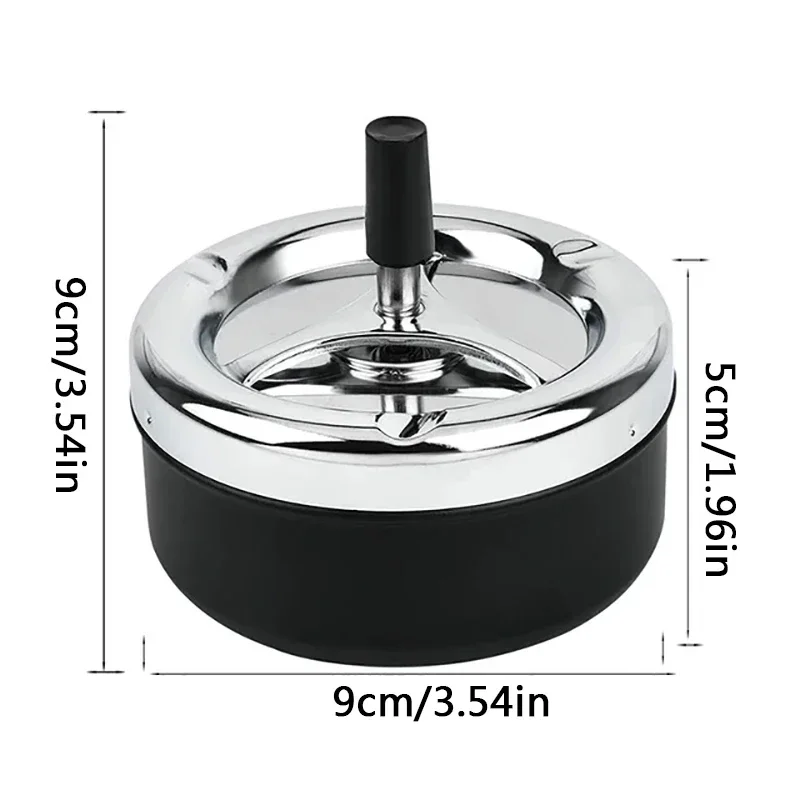 cigarette ashtray with lid Cool Ashtray Stainless Steel Push Down Spinning Ashtray Self-Cleaning  Ashtray With Lid Cover Ash Tray for Cigarette Smoking