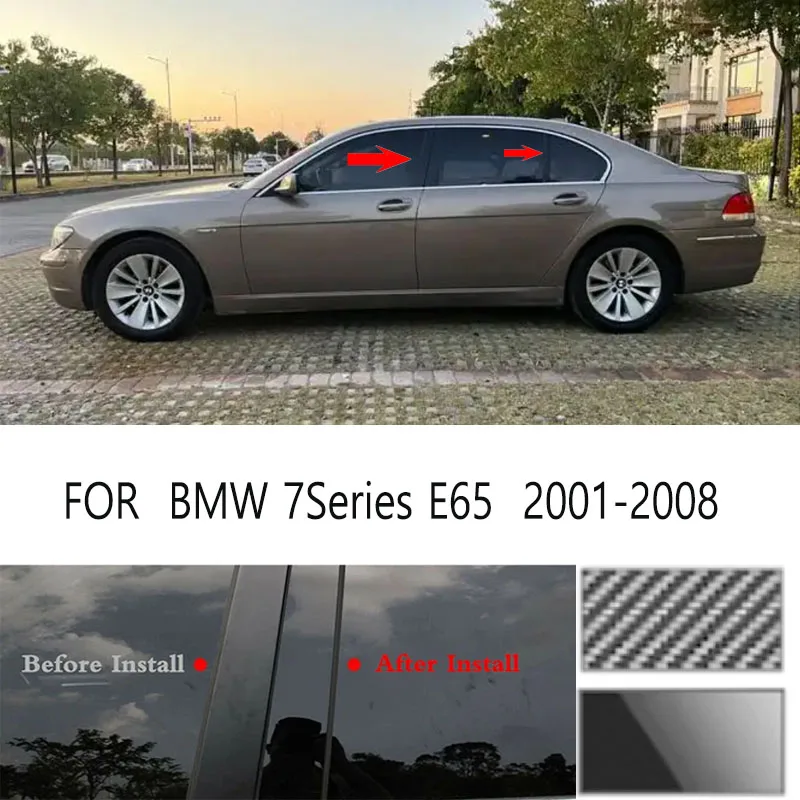 Glossy Black Window Door Column Trim Cover For Car Exterior