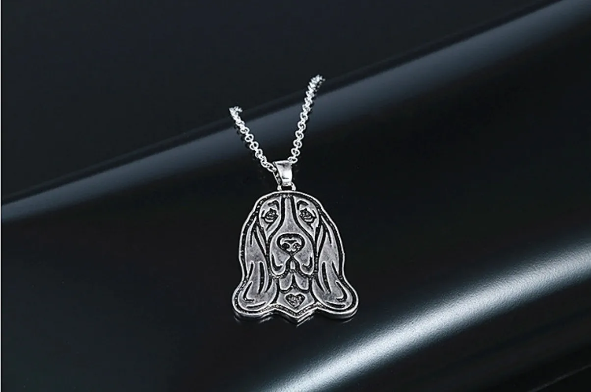 Fashion Pendant Necklace Dog Puppy Basset Hound Necklace Pendant Animal Jewelry For Girl Women One Piece 2