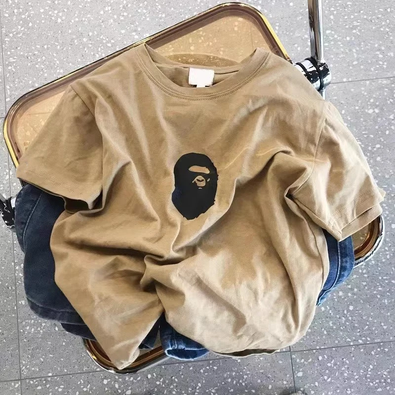 Retro American ort Sve T-irt ex Cotton Printed Summer Faion Top Men's Women's Cut Label Tailend Single