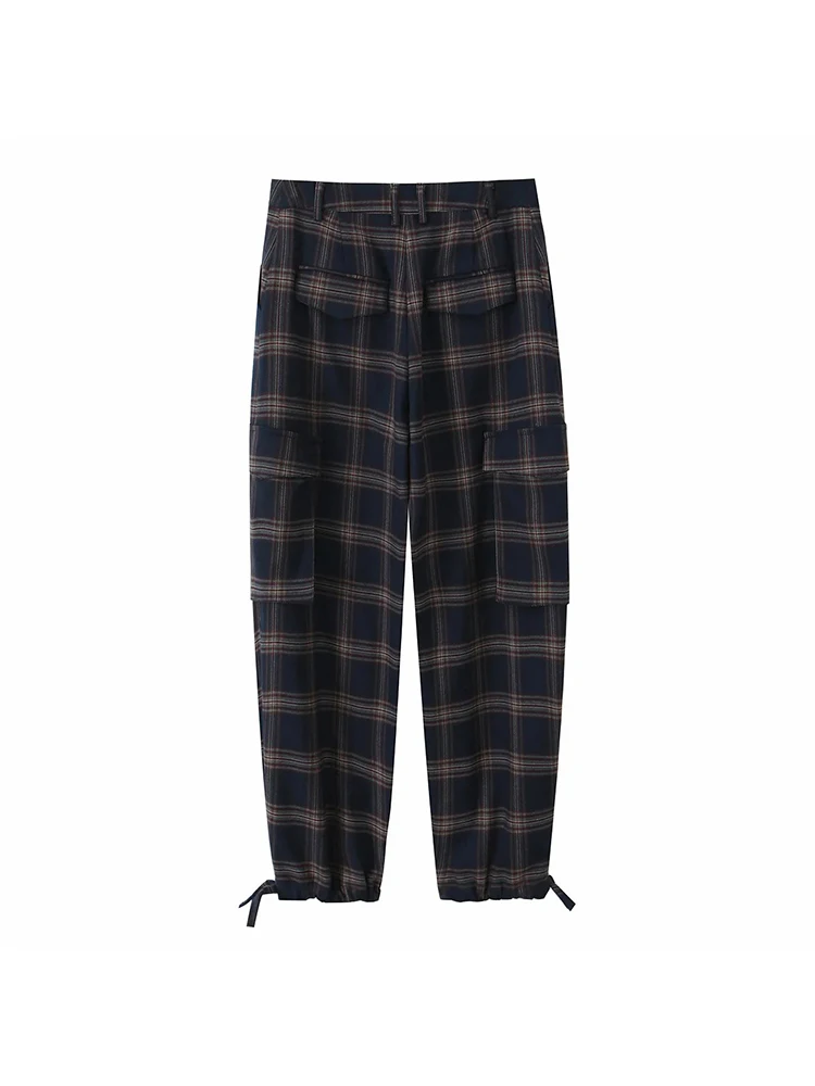 Women New Casual Chic Suit Checkered Hooded Jacket Loose Lantern Workwear Pants Fashion Autumn Winter Suits - 6