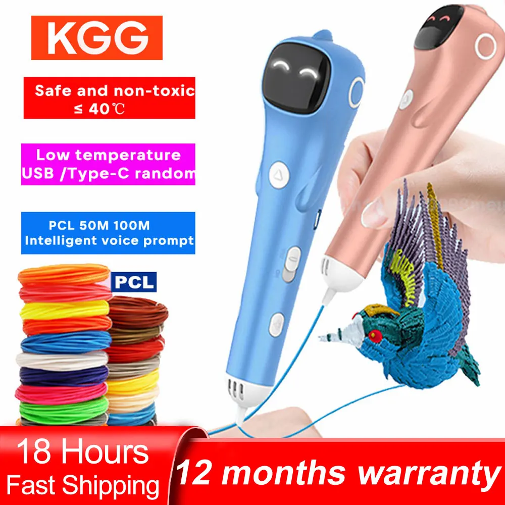 3D Printing Pen PCL Filament Low Temperature Voice Anti-Scald 3D Printing Pen DIY Drawing Toys For Girls Boys Birthday Gift 3d printing pen 3d printing pen filament