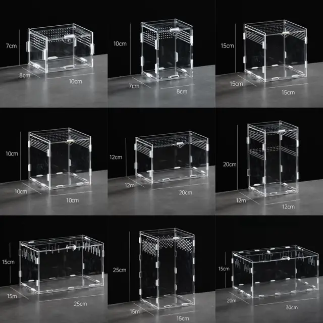 Durable Acrylic Reptile Habitat Clear Multiple Size Lizard Breeding Box Anti-Escape Arboreal Small Pet Cage for Scorpion 6