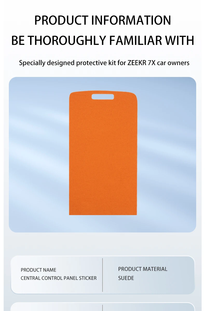 For ZEEKR 7X Suede stickers on the center console panel Scratch-resistant and di