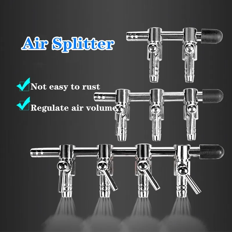 1-8 Way Aquarium Air Splitter Valve Fish Tank Air Pump Flow Splitter Distributor Pump Valve Tap Lever Control Switch Valve 3