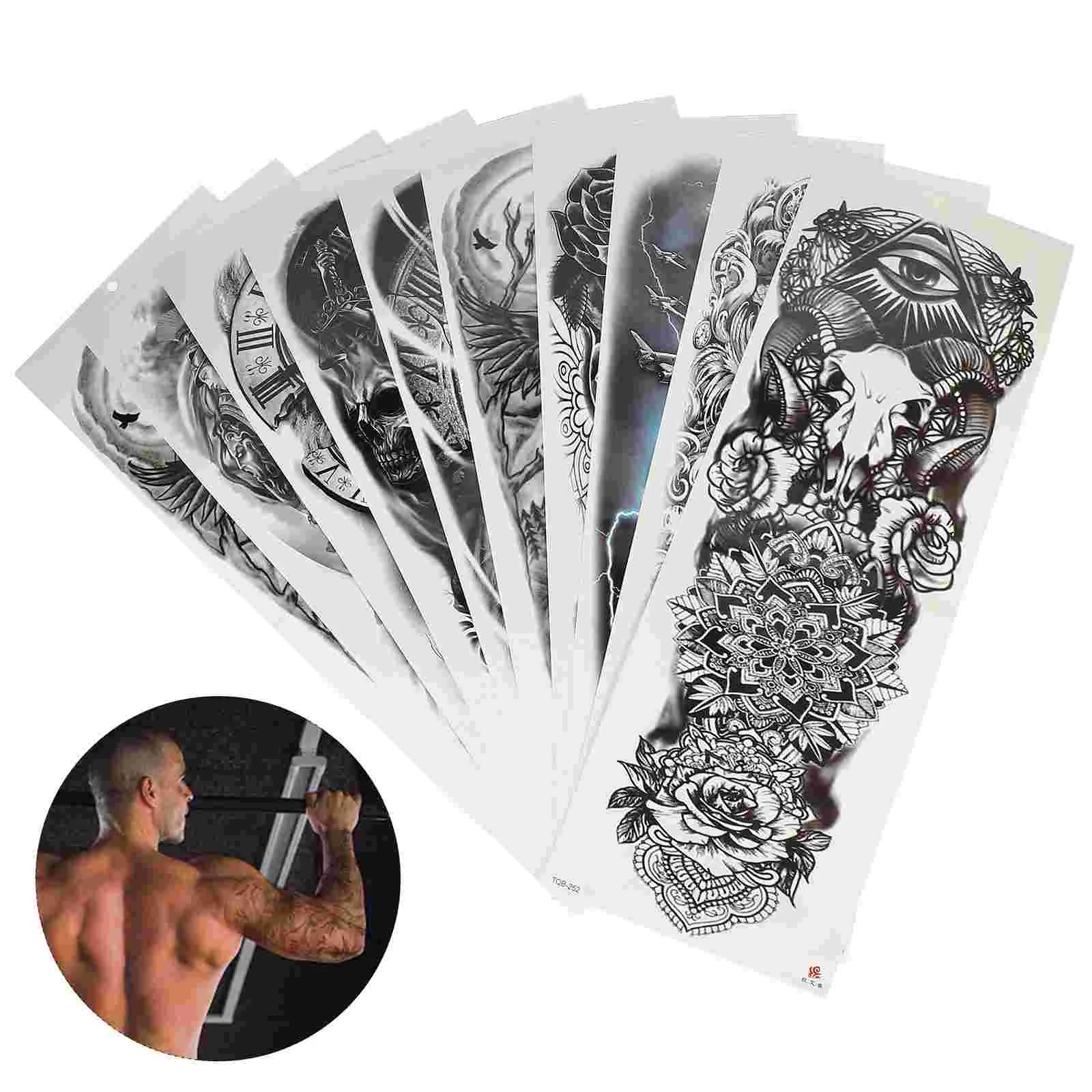 

Тату-наклейки на тело, 10 листов, водостойкие, черные