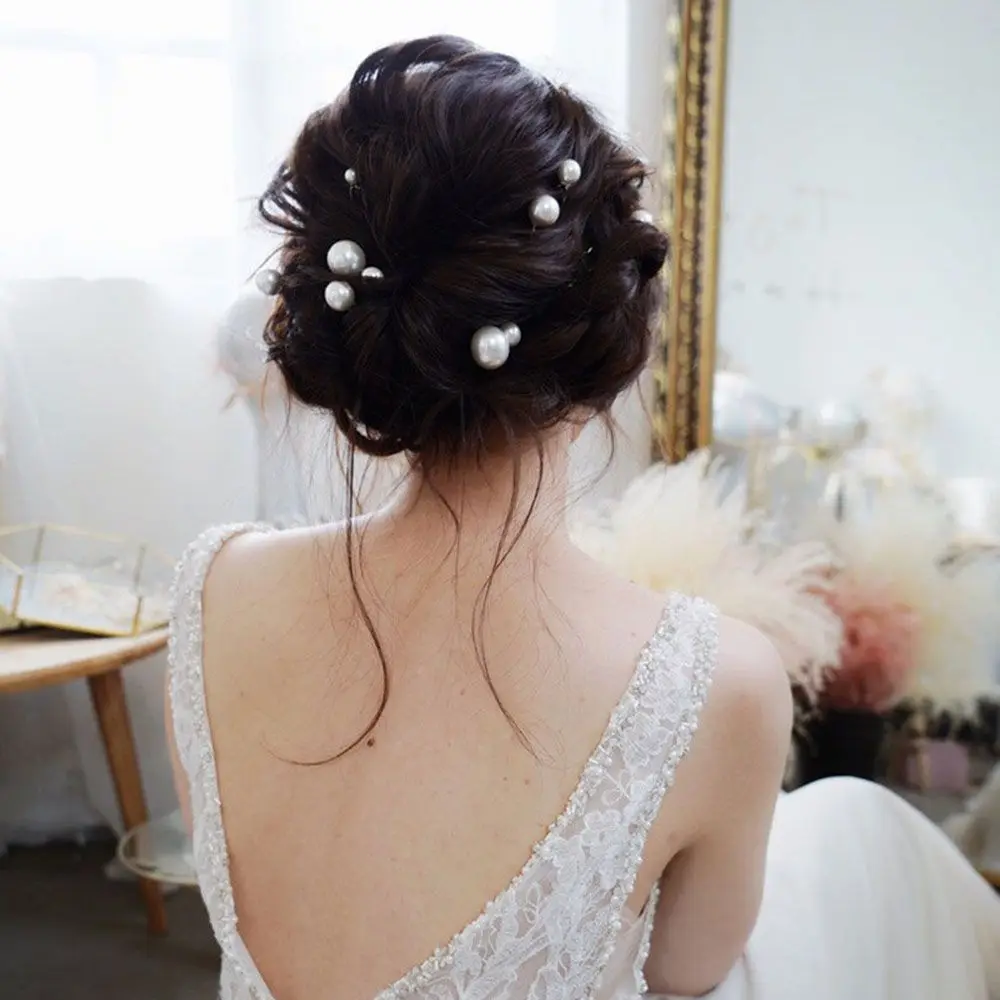 Tools Haippins Hairstyle Headdress Pearl Disk Hair Hairstyle Tools Bridal Tiara Pearl Hairpin Wedding Headwear U-shaped Hairpin