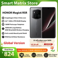 HONOR Magic6 RSR Global Version 5G Smartphone 6.8'' 120Hz LTPO OLED Display PORSCHE DESIGN Max 66W Wireless SuperCharge 1