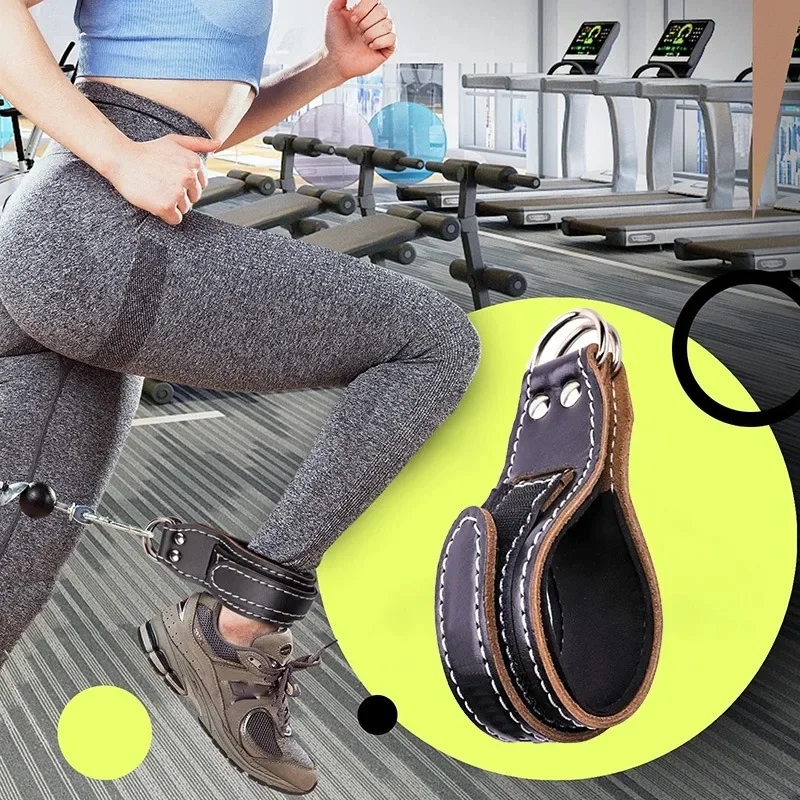 Ankle Straps for Fitness Cable Machines Workout Ankle Weights Training Straps Adjustable Cowhide Gym Shackles Work on Hips and Legs