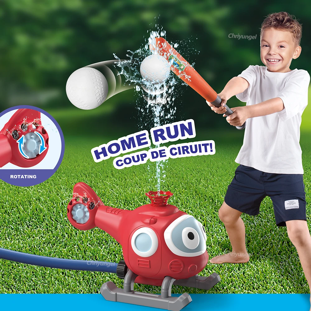 2 in 1 Water Sprinkler Baseball Toy for Kid Baseball Toy Water Game 360° Roating Spray Outdoor Play for Lawn Backyard Pool Party 3