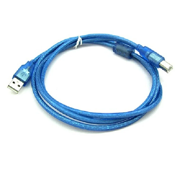 투명 블루 고품질 1.5m USB 고속 2.0 인쇄 라인 테이프, 마그네틱 링 차폐 브레이드 메쉬 데이터 케이블, 40 개