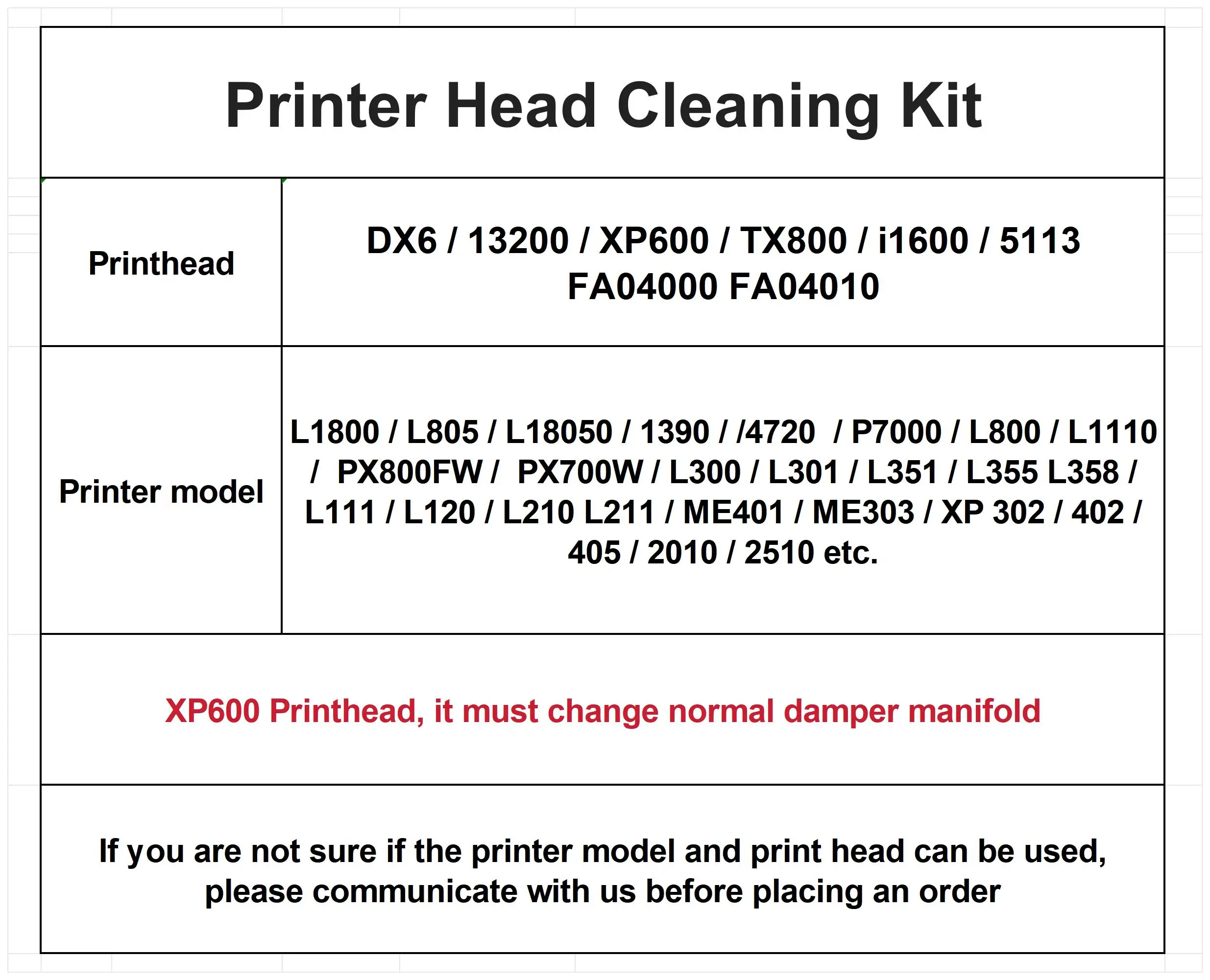 Cleaning Liquid DX6 I3200 XP600 TX800 i1600 FA04000 PrintHead