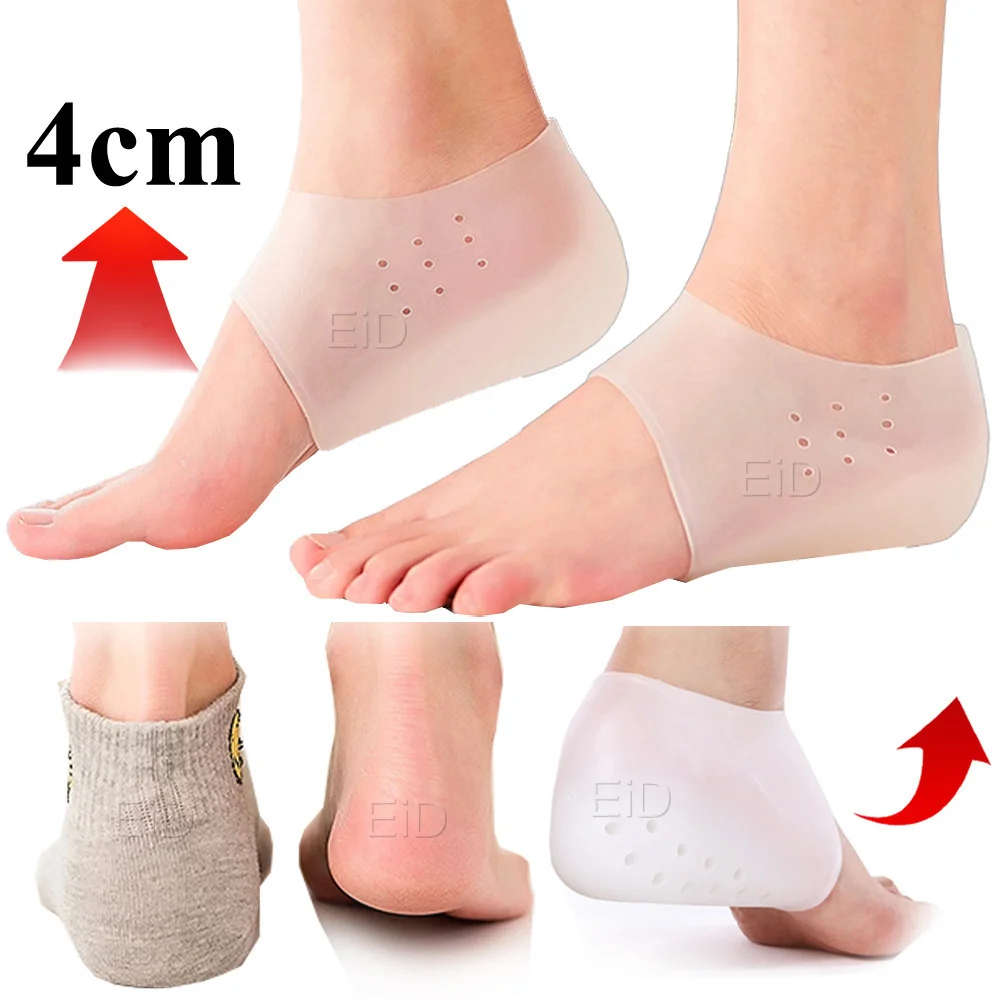 Unsichtbare, erhöhte Einlegesohle, Silikon-Fersensocken für Damen und Herren, Einlegesohlen, 2,5 cm Einlegesohlen für Plantarfasziitis, Schuhsohle, Weiß – Detail 16