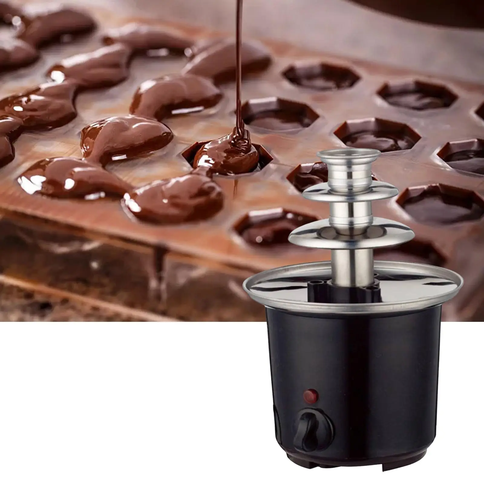 Mini Chocolate Fountain Three Layers Creative Design EU Plug Mini Chocolate Melting Pot for Cheese