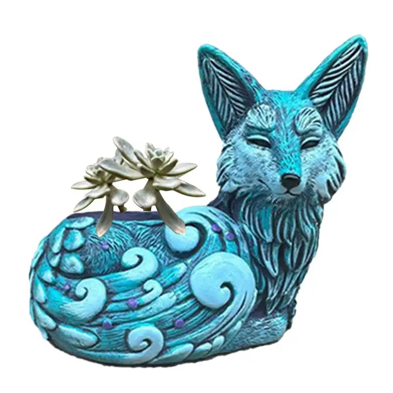 

Fox Succulent Pots Resin Animal Statue Succulent Planter Pot Unique Ornaments Planting Pots Decorative Flowerpot For Succulents