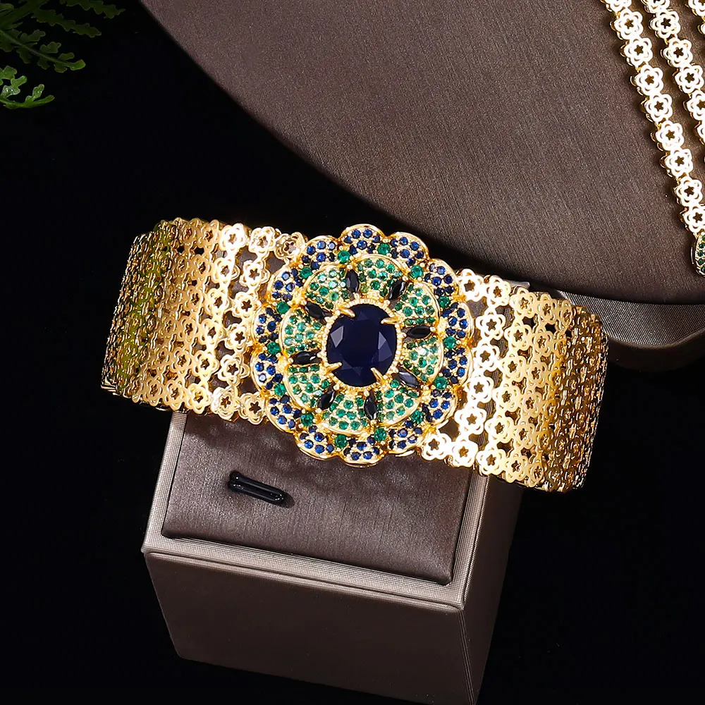 2024 New 24k gold-plated cubic zirconia 4pcs bride's zircon jewelry set, luxury Libya Dubai bride jewelry set