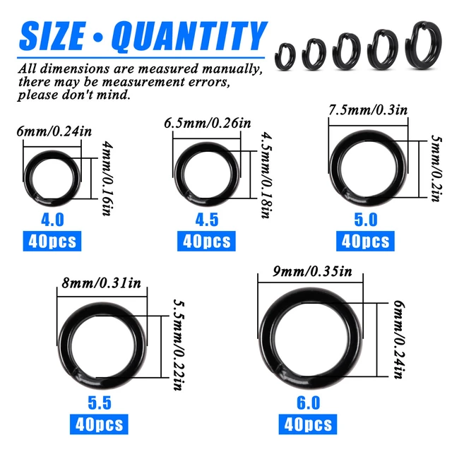 JSHANMEI Fishing Split Rings Stainless Steel Double Snap Ring High Strength  Metal Solid Circle Lure Connectors Fishing Tackle