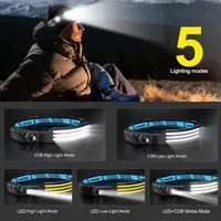 2PCS LED Bright Headlight USB Rechargeable Head Flashlight Motion Sensor Portable For Camping Running Hiking Fishing 5