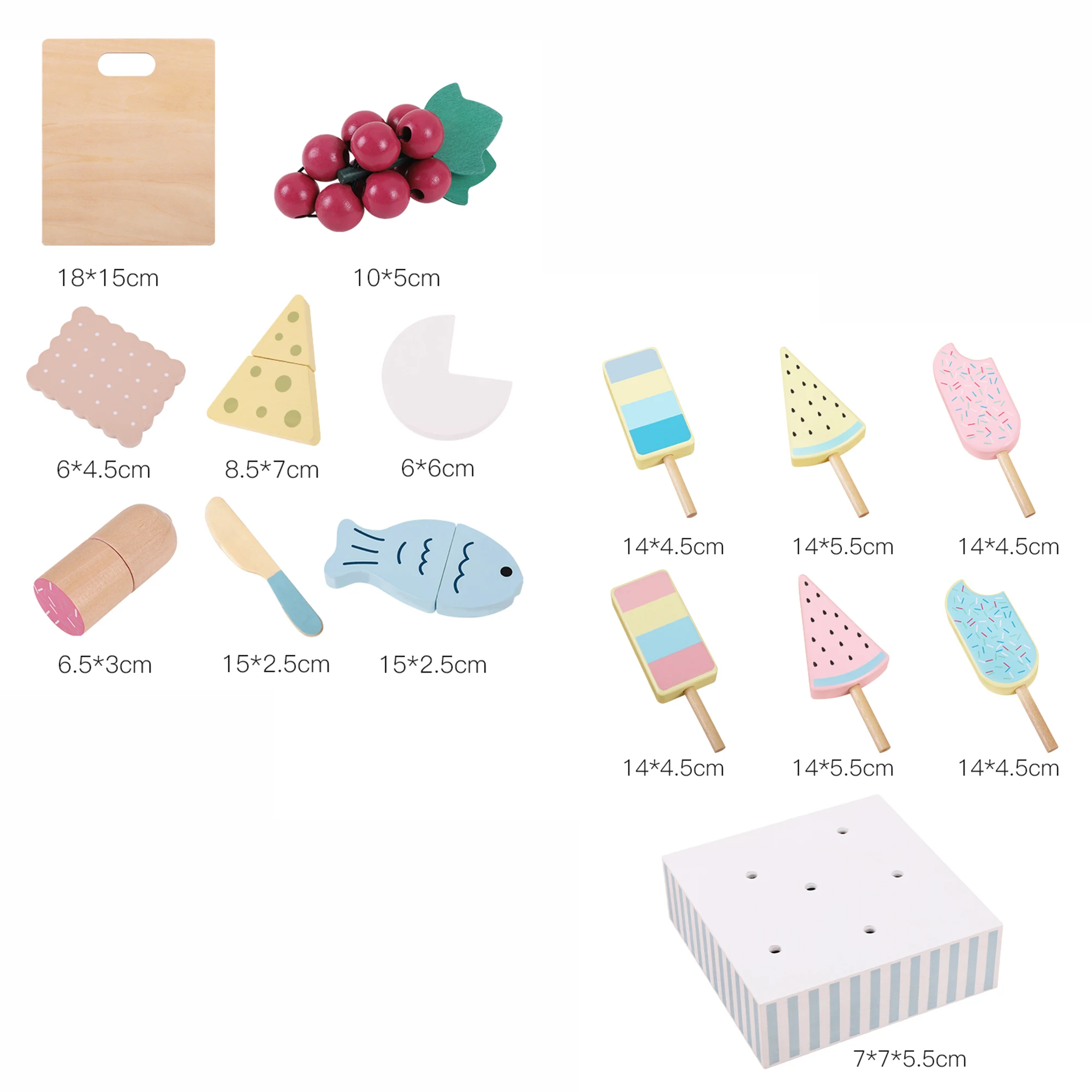 Assorted wooden vegetables and fruits image