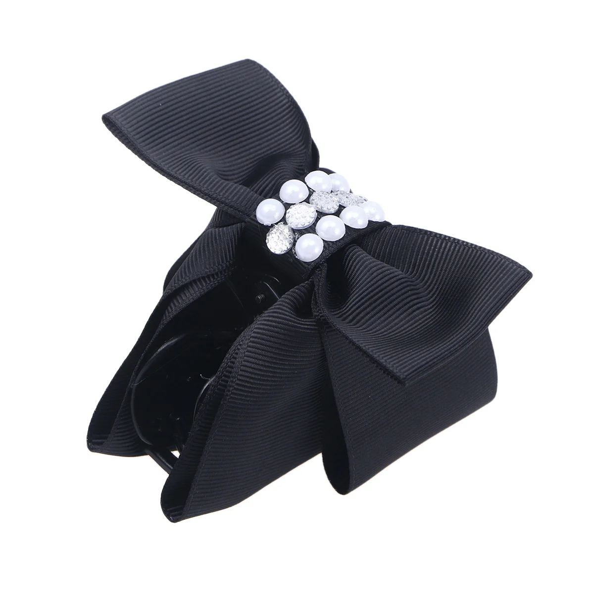 

Bow Hair Claw Clips Rhinestone Pearl Jaw Clips Hair Clamps Styling Accessories Ponytail Holder Gripper for Black