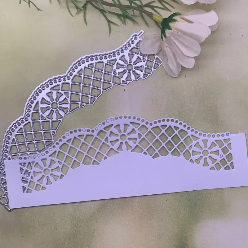 Lace Flower Frame Metal Die Cuts - 4.26x5.9 Inch Rectangular Cutting Dies For Scrapbooking & Card Making